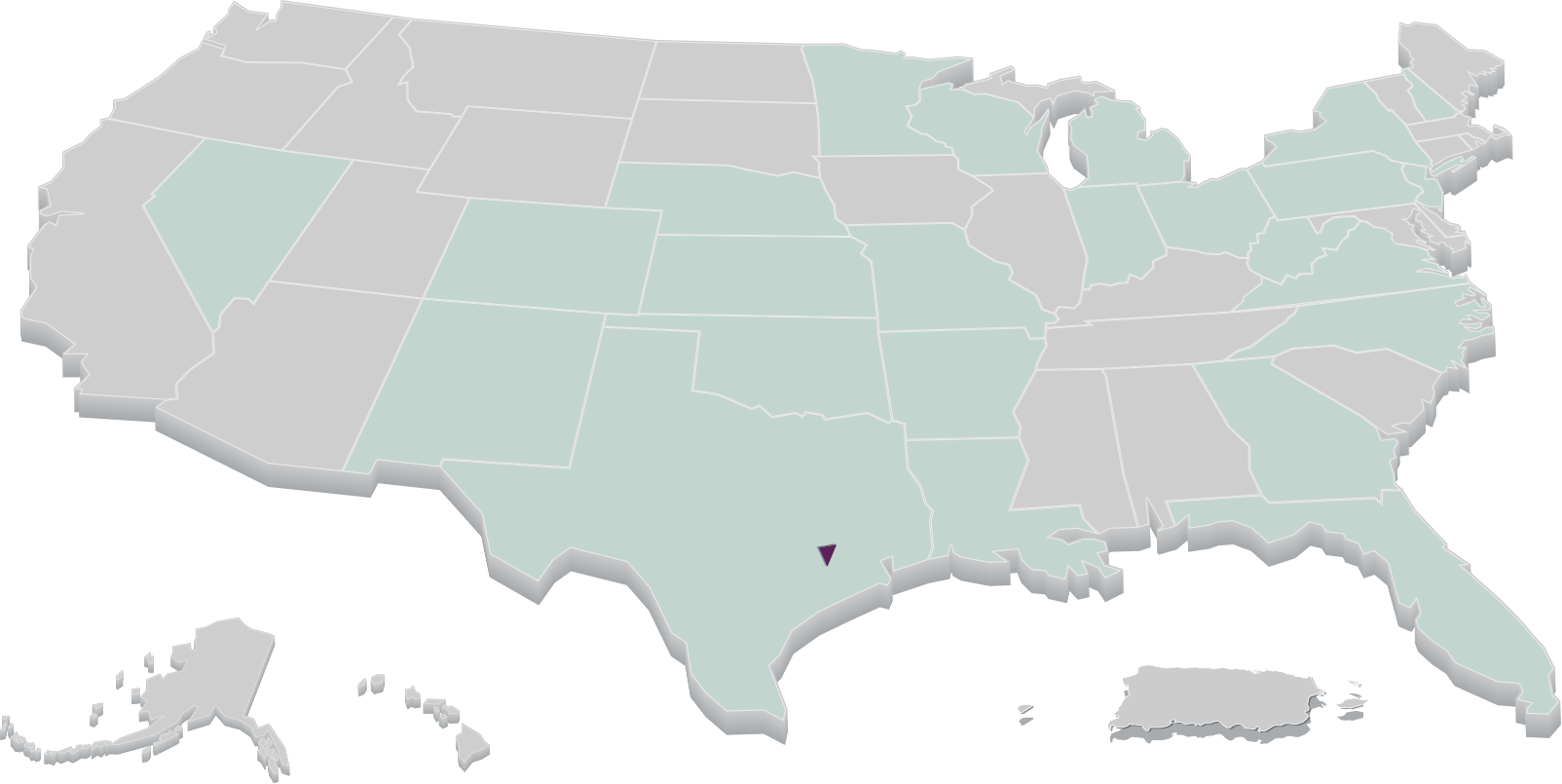 Map with Locations of licenses, based in Houston Texas