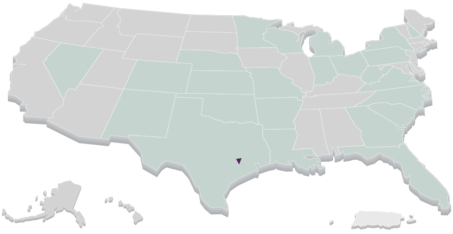 Map with Locations of licenses, based in Houston Texas